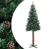 vidaXL Ozka novoletna jelka pravi les in beli sneg zelena 180 cm