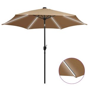 vidaXL Senčnik z LED lučkami in aluminijastim drogom 300 cm taupe