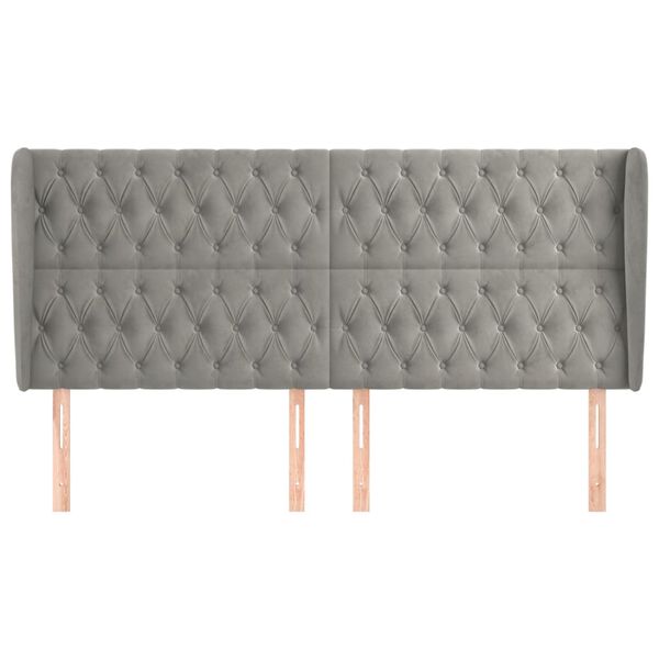 vidaXL Vzglavje z ušesi svetlo sivo 203x23x118/128 cm žamet