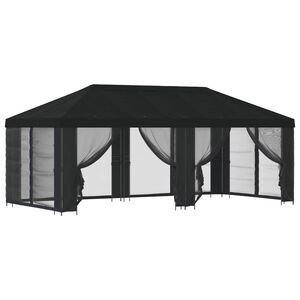 vidaXL Paviljon s stenami 6 x 3 m Črna Poliester in jeklo 190