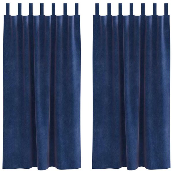vidaXL Zatemnitvene zavese 2 pcs Temno modra 140 x 175 cm Žamet