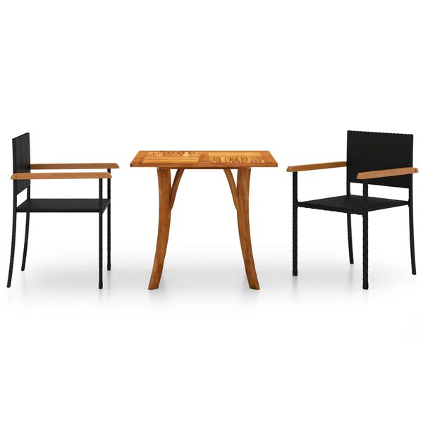 vidaXL Vrtna jedilna garnitura 3-delna črna