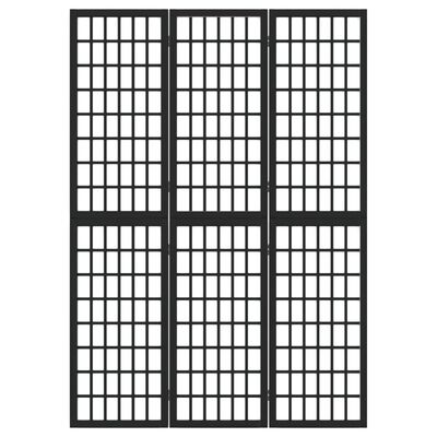 vidaXL Zložljiv 3-delni paravan japonski stil 120x170 cm črne barve