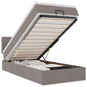 vidaXL Otomanska postelja z vzmetnico taupe 90x200 cm blago
