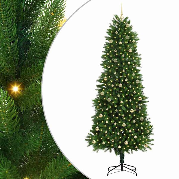 vidaXL Božično drevo med 300 LED z stojalom Zelena 240 cm PE