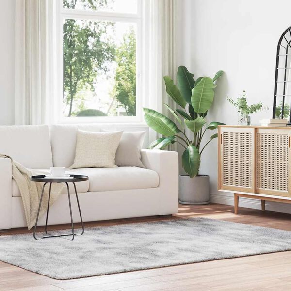 vidaXL Visoka košata preproga NAVARRA srebrno siva 160x230cm poliester