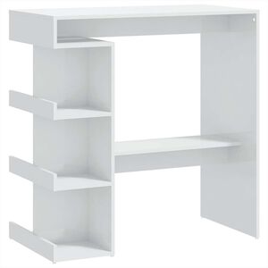 vidaXL Barska miza s policami visok sijaj bela 100x50x101,5 cm
