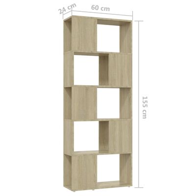 vidaXL Knjižna omara za razdelitev prostora sonoma hrast 60x24x155 cm