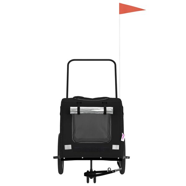 vidaXL Kolesarska prikolica za hišne ljubljenčke črna