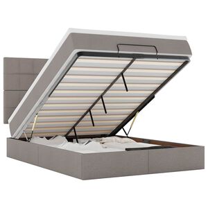 vidaXL Otomanska postelja z vzmetnico & LEDs taupe 140x190 cm blago