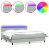 vidaXL Box spring postelja z vzmetnico LED svetlo siva 200x210 cm žametna