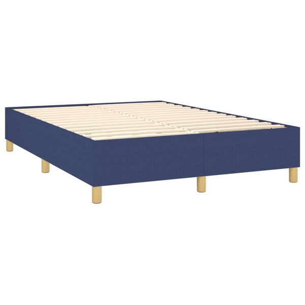 vidaXL Box spring postelja z vzmetnico modra 140x190 cm blago