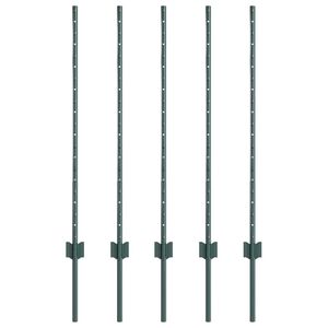 vidaXL Steber ograje. 5 pcs Zelena 140 cm Jeklo