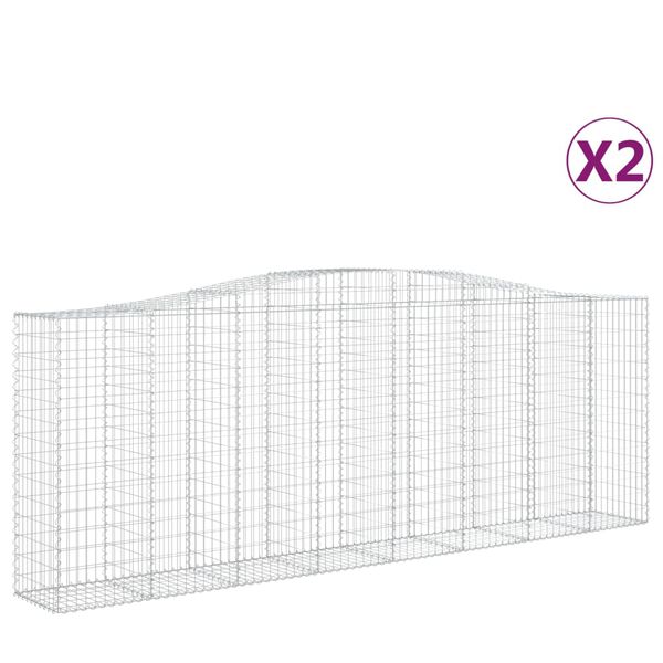 vidaXL Obokane gabion košare 2 kosi 400x50x140/160 cm pocinkano železo
