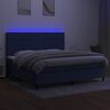 vidaXL Box spring postelja z vzmetnico LED modra 200x200 cm blago
