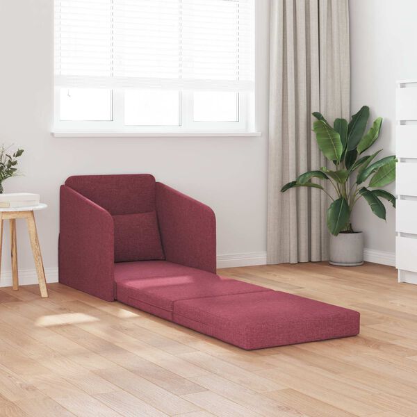 vidaXL Sofa postelja 60cm Vinorodna rdeča blago