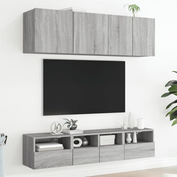vidaXL Stenska TV omarica 2 kosa siva sonoma 40x30x30 cm inž. les