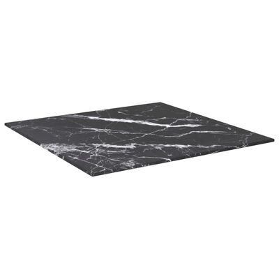 vidaXL Mizna plošča črna 50x50 cm 6 mm kaljeno steklo z marmorjem
