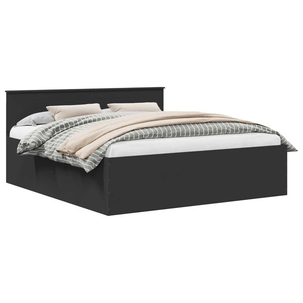 vidaXL Konstrukcija postelje Črna 200 x 200 cm Konstruiran les