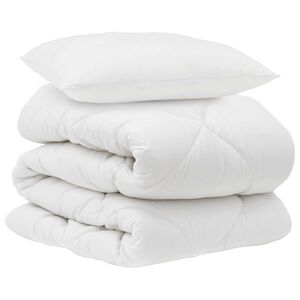 vidaXL Odeja z blazino 2 pcs Bela Mikrovlakna