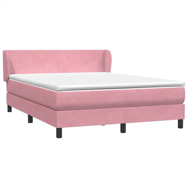 vidaXL Box spring postelja z vzmetnico roza 160x210 cm žamet