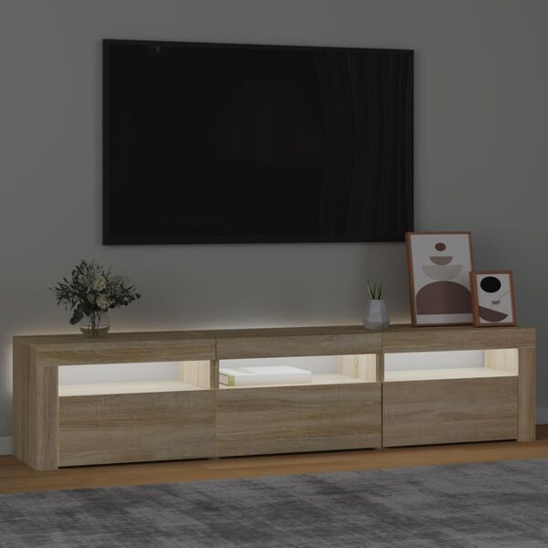 vidaXL TV omarica z LED lučkami sonoma hrast 180x35x40 cm
