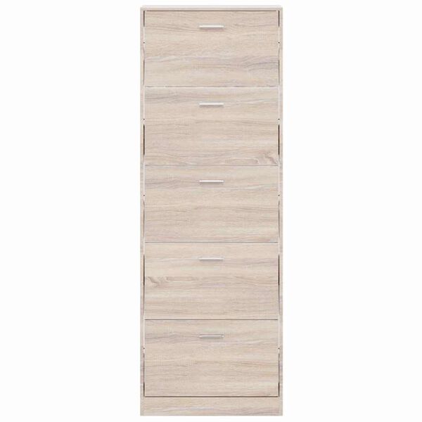 vidaXL Lesena omarica za čevlje s 5 predelki videz hrasta