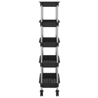 vidaXL 5-nadstropni kuhinjski voziček črn 42x29x128 cm železo in ABS