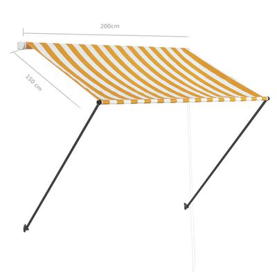 vidaXL Zložljiva tenda z LED lučmi 200x150 cm rumena in bela