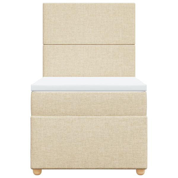 vidaXL Box spring postelja z vzmetnico krem 90x190 cm blago