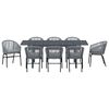 vidaXL Komplet za jedilnico v vrtu 9 pcs Siva poli ratan