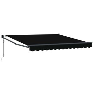 vidaXL Vlečna tenda Črna 350 x 250 cm Poliester in kovina