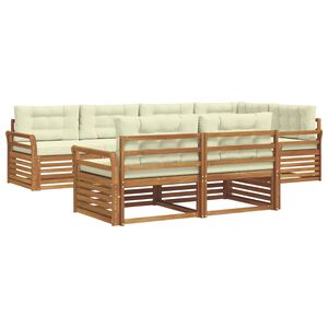 vidaXL Zunanja garnitura za sedenje z blazino 7 pcs Naravna in smetana