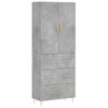vidaXL Visoka komoda betonsko siva 69,5x34x180 cm inženirski les
