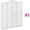 vidaXL Obokane gabion košare 2 kosa 200x30x220/240 cm pocinkano železo