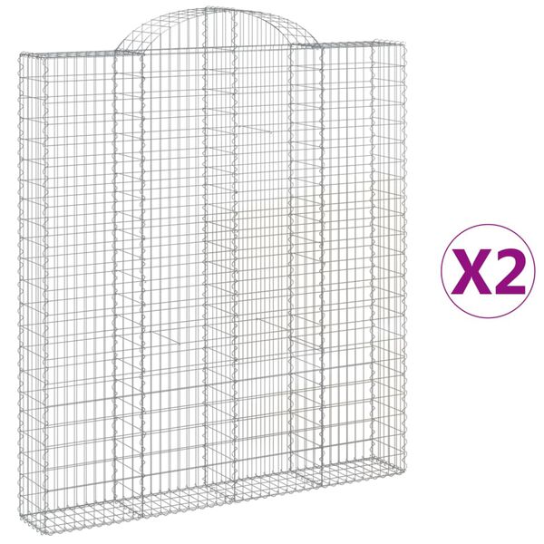 vidaXL Obokane gabion košare 2 kosa 200x30x220/240 cm pocinkano železo