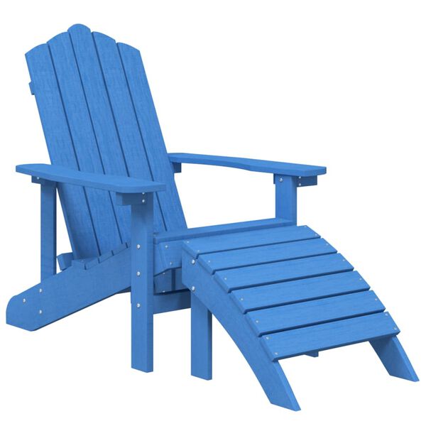 vidaXL Vrtni stoli Adirondack 2 kosa s stolčki za noge HDPE aqua modri