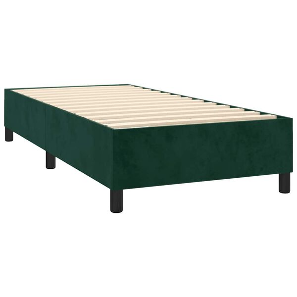 vidaXL Box spring postelja z vzmetnico temno zelena 90x200 cm žamet