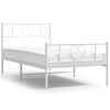 vidaXL Kovinski posteljni okvir z vzglavjem in vznožjem bel 90x200 cm