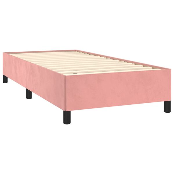 vidaXL Box spring postelja z vzmetnico roza 90x200 cm žamet