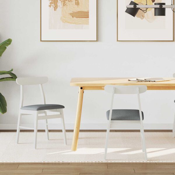 vidaXL Jedilni stol 2 pcs Bela in siva Masivno les