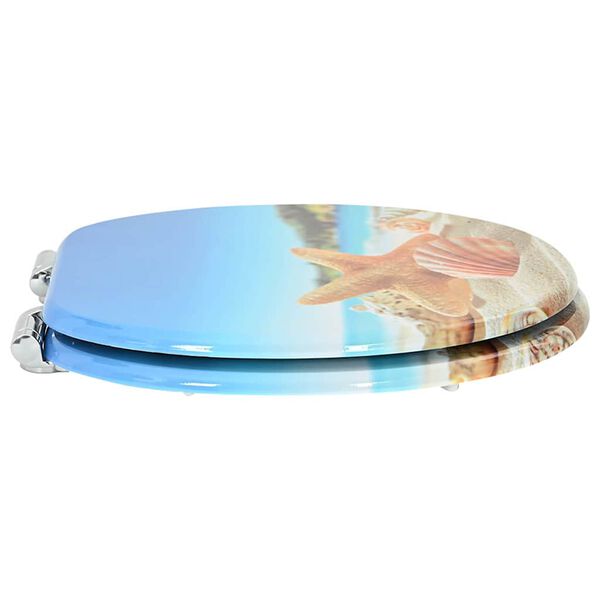 vidaXL Toaletni pokrov s tiho zaporo Morska &scaron;koljka 44 x 38 cm