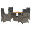 vidaXL Vrtna jedilna garnitura 5-delna z blazinami siv poli ratan