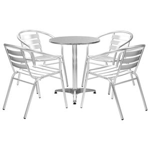 vidaXL Zunanja jedilna garnitura 5-delna aluminij srebrna