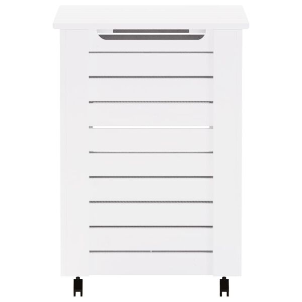 vidaXL Ko&scaron; za perilo s kolesi RANA bel 45x45x64 cm trdna borovina