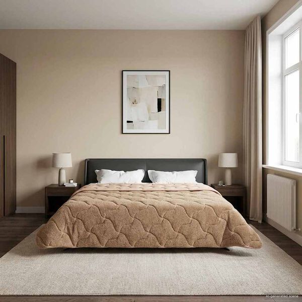vidaXL Poletna odeja Taupe 220 x 260 cm Mikrofibra in Teddy flis
