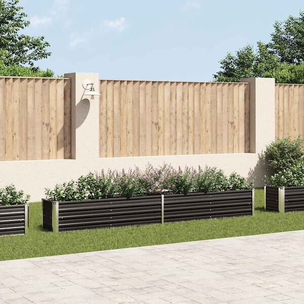 vidaXL Visoka greda pocinkano jeklo 320x40x45 cm antracitna