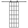 vidaXL Drsna vrata z opremo črna 76x205 cm ESG steklo