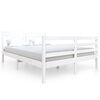vidaXL Posteljni okvir bel 135x190 cm trden les