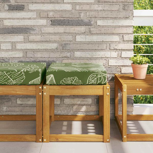 vidaXL Zunanja sedežna blazina Zelene Listnate 40 x 40 x 8 cm